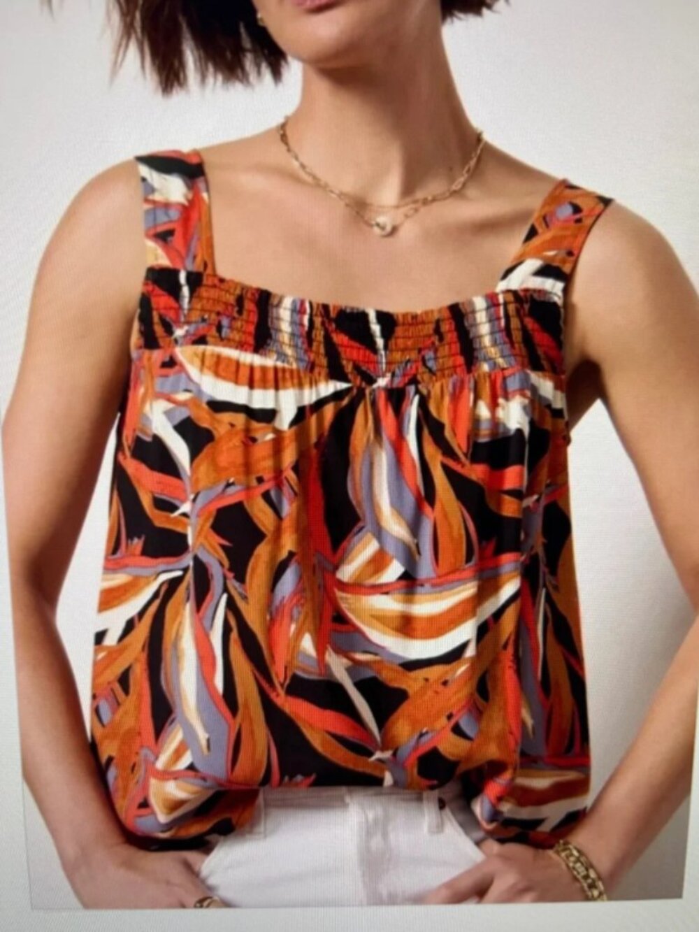 NWT Evereve Victoria Tank in Palm Print Relaxed Sleeveless Top Medium
